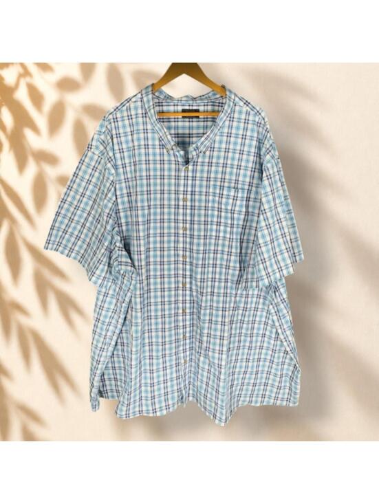 Harbor Bay Other - Harbor Bay Shirt Men 6XL Big Blue Plaid Button Up Collared Short Sleeve Pockets
